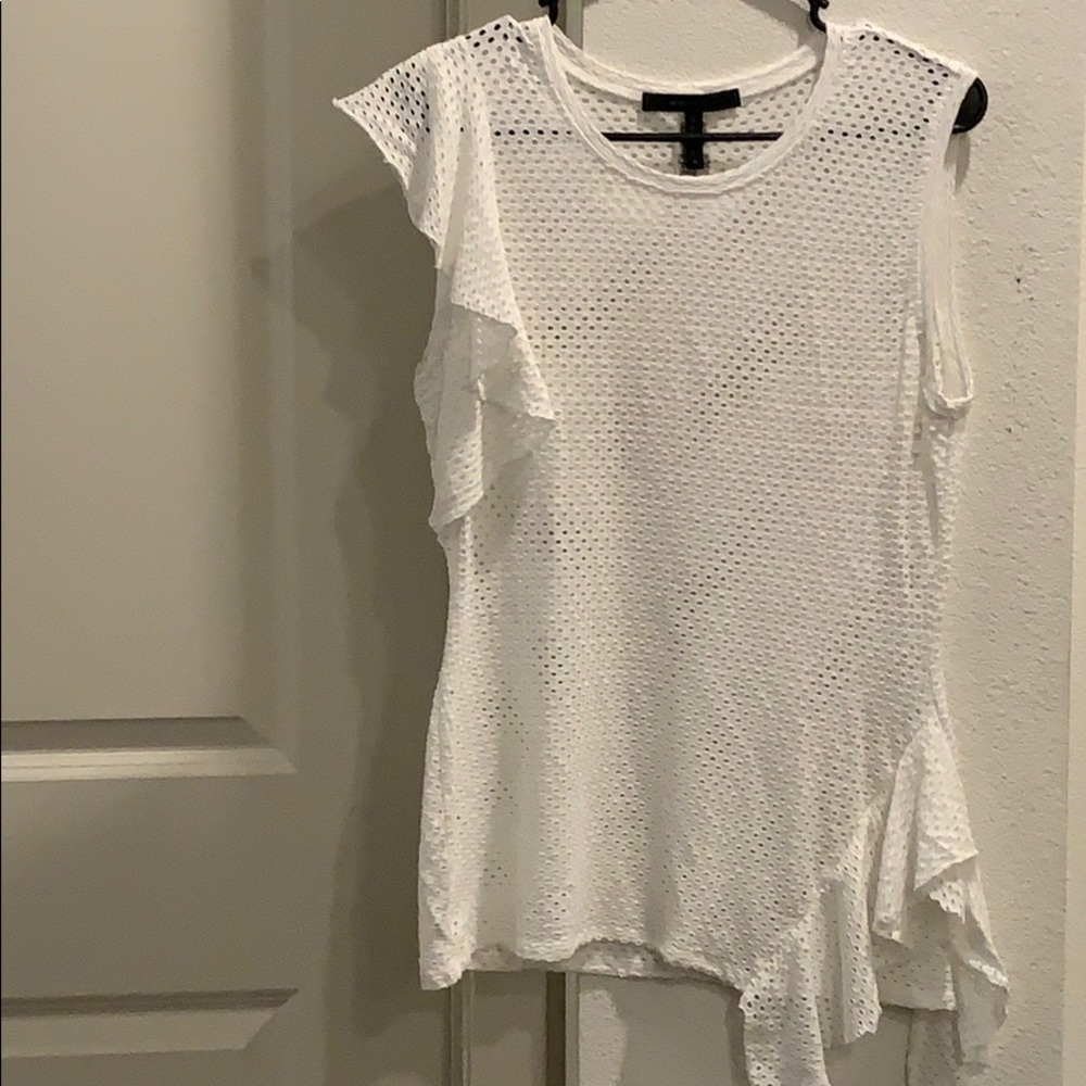 BCBG perforated one shoulder top